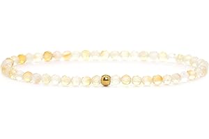 Echtes Citrin Edelstein Armband mit facettierten 3mm Perlen - verschiedene Längen - Heilstein Schutzstein Edelsteinarmband Glücksbringer Talisman Geschenk (Citrin, 16CM)