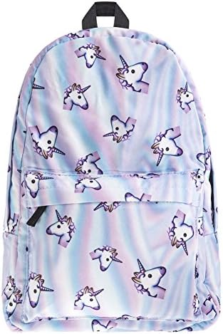 Casual Lightweight 3D Unicorn School Backpack Shoulder Bag Bookbag for Cool Teens
