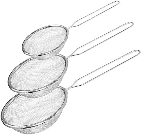 DiscountDealer2015 3 x STAINLESS STEEL TEA STRAINER WIRE MESH CLASSIC TRADITIONAL FILTER SIEVE SET