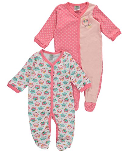 Baby Gear Baby Girls' "Owl So Cute" 2-Pack Coveralls - coral, 6 - 9 months