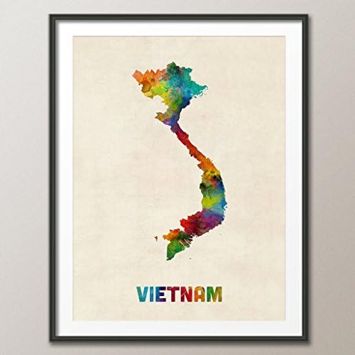 Vietnam Watercolor Map art print poster, unframed -2132