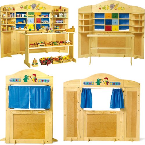 Preisvergleich Produktbild Legler Kinder Holz Kaufladen Kasperletheater Kombi