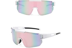Runup Okulary rowerowe, sportowe okulary przeciwsłoneczne, wiatroszczelne, UV400, okulary ochronne, do sportów na świeżym powietrzu, dla mężczyzn i kobiet (białe)