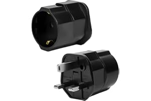 TOWKOM 2 Piezas Adaptador Enchufe UK a español Tipo G, Adaptador de Viaje 2-Pin Europa a 3-Pin Reino Unido con Seguridad para niños para Escocia Irlanda Maldivas Dubai Gran Bretaña Singapur Hong Kong(Negro)