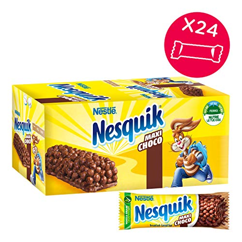 Nesquik Cereali MAXICHOCO Barretta di Cereali Integrali al Cioccolato al Latte, 24 Pezzi