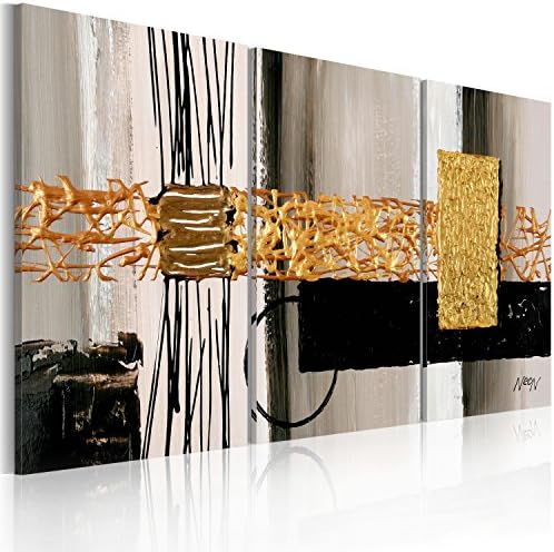 murando - 100% Hand-made painting 120x60 cm - Images are taken directly from an artist - Hand painted - Painting - Modern paintings - Unique original patterns Canvas XXL - 3 pieces - abstraction abstract gold black grey 92318