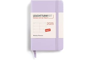LEUCHTTURM1917 370675 Agenda semanal 2025, Mini A7, tapa dura, planificador de 12 meses, a rayas, color morado