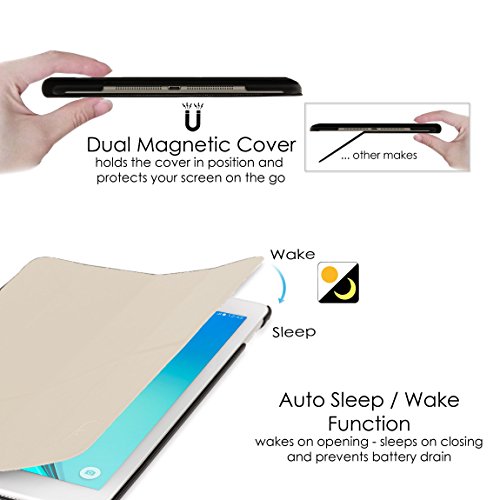 Forefront Cases® Neue Origami Leder Hülle / Tasche / Case / Cover für Samsung Galaxy Tab A 9.7 SM-T550 (Mai 2015) – Rundum-Geräteschutz und intelligente Auto-Sleep-Wake-Funktion mit 3-JAHRES-GARANTIE VON FOREFRONT CASES – inkl. Eingabestift und Displayschutz - 6