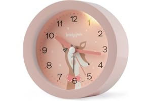‎POTUOPY Potuopy Wecker Kinder für Mädchen Jungen Wecker Lautlos, Kinderwecker Ohne Ticken Schüler Reisewecker mit Licht (Rosa)