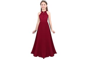 CHICTRY Big Girls Floral Lace Party Wedding Prom Long Chiffon Junior Bridesmaid Dance Ball Maxi Gown Dress