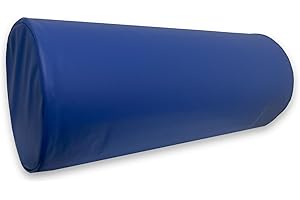 QUIRUMED Cojín Rodillo, 55 x 20 cm, color Azul, Polipiel, Ergonómico, Relleno de espuma, para Yoga, para Fitness, para Masaje