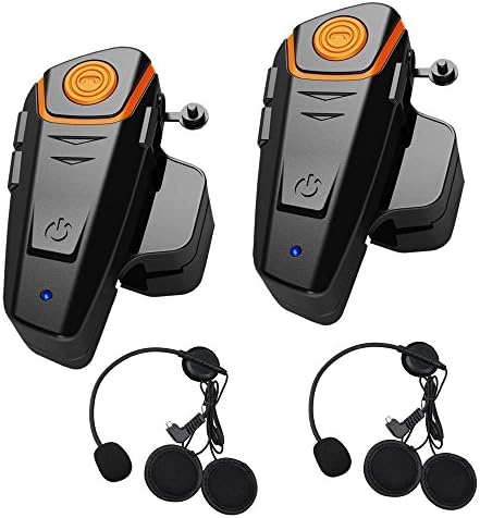 Bluetooth Headset System of 1000 m of a New Generation of Motorcycle Helmet Bluetooth Headset Universal Waterproof Walkie Talkie 2 or 3 riders and 2.5 mm Audio MP3 FM Radio, GPS free Hands (2 Piece)