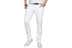 ALESSANDRO SALVARINI Herren Slim Fit Jeans Hose Denim Stretch-Jeans Jeanshose Washed