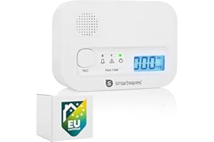Smartwares Carbon Monoxide Detector - 10 Year Sensor - Digital Screen - Display and Test Button - FGA-13041
