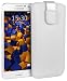 Produktbild mumbi Samsung Galaxy A3 (2015) Tasche Etui weiss (Lasche mit Rückzugfunktion Ausziehhilfe)