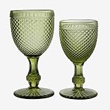 Material: cristal. Better & Best Picos Cristaleria de 12 Piezas Agua + 6 Copas de Vino, Color Verde, Medidas 8,5x8,5x16,5 7x7x14,8 cm, Material: Cristal