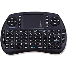 2,4 GHz Mini Clavier Sans Fil, FOXTSPORT Mini Keyboard avec Souris Touchpad Adapté pour Ordinateur, Pad, PC, Projecteur, Android TV Box, Boîte Google TV, Xbox360, PS3, set-top box HTPC / IPTV (Noir)