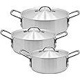 Raj Aluminium Fish Pot Set, Cookware Set With Lid, Set Of 3, RATPS6, Cooking Pot, Curry Pot, Compact Cooking Pot, Casserole Set