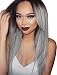 Tsnomore Long Silky Black to Grey Straight Ombre Synthetic Wig