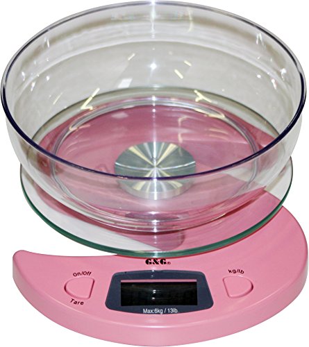 G&G KS-Pink inkl.Schüssel 6000g/1g Küchenwaage Briefwaage Tischwaage Digitalwaage Scale
