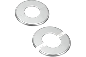 M METERXITY 2-Pack Flangia A Parete Divisibile, Per Tubo Con Diametro Esterno 2 Pollici/50mm Piastra Rotonda ABS Autoadesiva Copritubo Per Acqua/Rubinetti [Tono Argento]