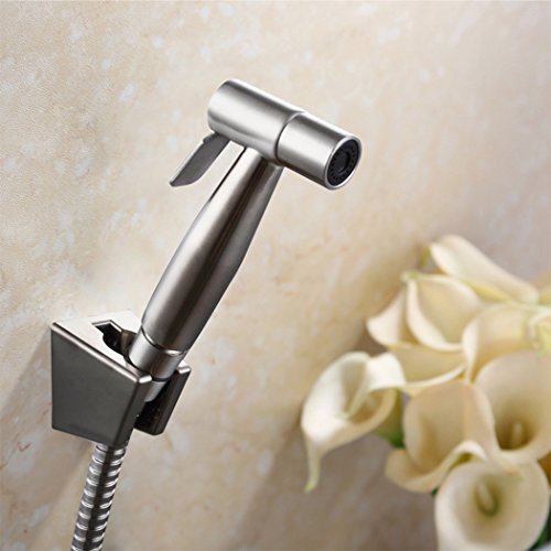 EgoEra® Toilette Bad SUS304 Rostfrei Edelstahl Handbrause Shattaf/Douche/Duschkopf/Bidet Sprayer mit 59-Zoll extra lange Schlauch und Klammer Halter, Gebürstetes Version - 3