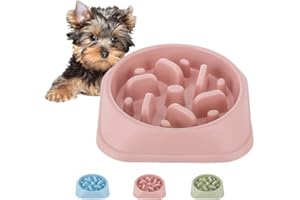 QUMENEY Dog Slow Feeder, Non-slip Puzzle Pet Slower Food Feeding Dishes, Durable Preventing Choking Fun Dog Bowl for Small and Medium Sized Dogs (PINK)