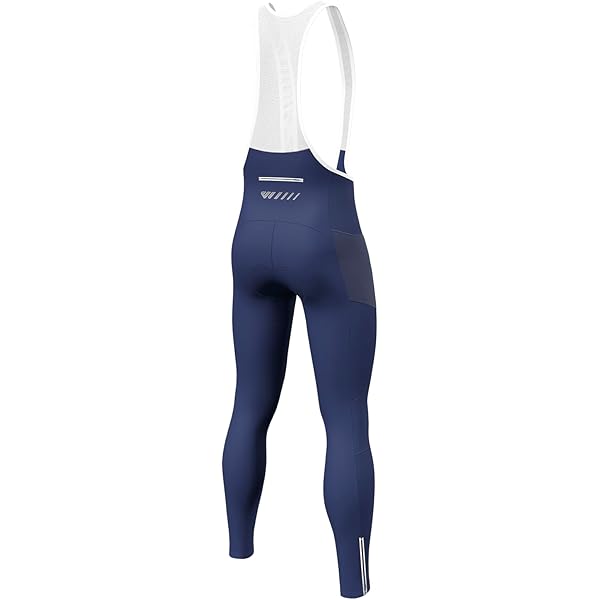 INBIKE Winter fleece fietsbroek bretels thermische met zitpad zakken ademende heren dames warme fietsbroek met bretels fietsbroek lang reflecterend voor fietsen, lila, XXL