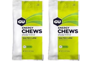 VPOINT LEISURE GU Energy Chews Double Serving Packs. Energy Gummies with Electrolytes for Running, Cycling, Triathlon & Other Sports - Pack of 2 (Salted Lime)