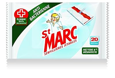 St Marc Serpillières Jetables Imprégnées Antibactériennes 20 Serpillières