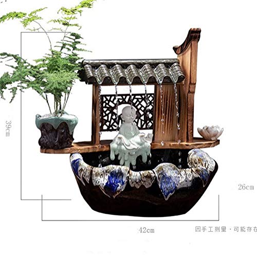 Preisvergleich Produktbild BEIQIHHY Keramik Brunnen Dekoration Wohnzimmer Luftbefeuchter Fischteich Zylinder Shami chinesischen Zen Windrad Ornamente-Fluss Wuzen ohne Nebel,F