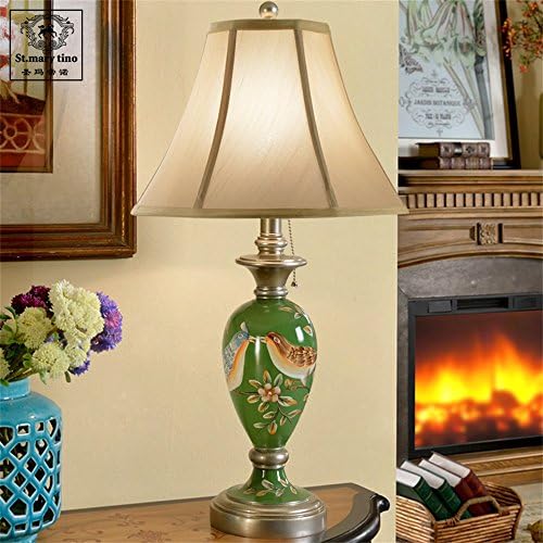 SKC LIGHTING Romantic Warm Chinese Resin Table Lamp Living Room Study Bedroom Bedside Table Lamp ( Color : Green )