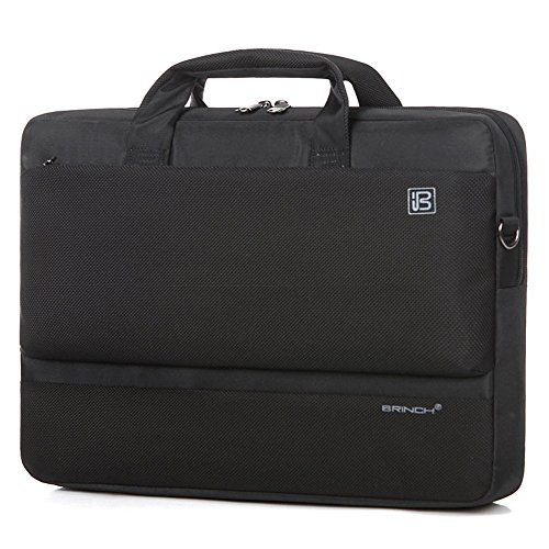 BRINCH 15,6 Zoll Nylon Gewebe leicht Laptoptasche Umhängetasche Business Tasche Schultertasche Henkeltasche mit Fronttasche und Trageriemen für 15 – 15,6 Zoll Laptop / Notebook / MacBook / Ultrabook / Chromebook / Tablet Computer,Schwarz - 8