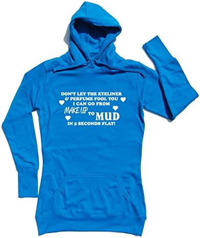 DON'T LET THE EYELINER Horse Riding / Hacking Longline Hoodie S-XL (Extra Large, Sapphire Blue)