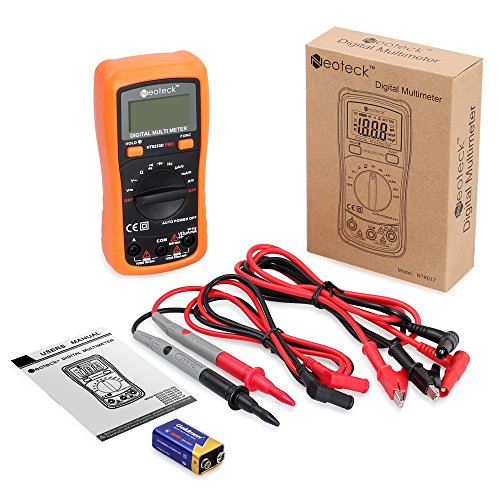 Neoteck Digital Multimeter 2000 Counts Digitaler Multimeter Auto range Messinstrument AC / DC Spannung Strom Widerstand Frequenz Kapazitanz Dioden Kontinuität Tester mit LCD Hintergrundbeleuchtung mit zwei Bananenstecker zum Alligator Clip Kabels - 7