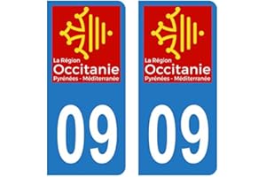 HADEXIA Autocollant Stickers Plaque immatriculation Voiture Auto département 09 Ariège Logo Région Occitanie