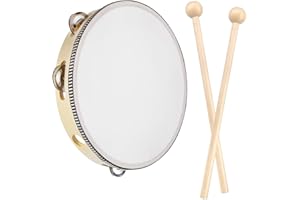 FYKZQWDS 3 PCS Tambourine Drum Set, Handheld Tambourine, Castanets for Boys And Girls Small Musical Instruments Bells Miniature Drum Jingle Bells Percussion Gift Musical Toys , Performance