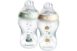 Tommee Tippee Natural Start Anti-Colic Baby Bottle, 340ml, Medium Flow, Breast-Like Teat for a Natural Latch, Anti-Colic Valve, Self-Sterilising, Pond, Pack of 2