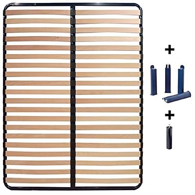 AltoBuy Altolattes - Pack Sommier 2x20 Lattes 130x190cm + Pieds Bleus + Pied Central