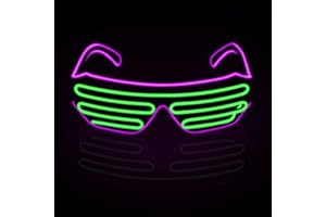 ZFVEN Light Up EL Wire Neon Shutter Glasses Shutter Flashing Sunglasses Kids Party Favors DJ Costumes for EDM, Halloween, Christmas, Birthday Party Decoration