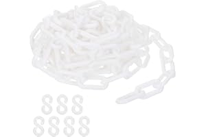 PATIKIL White Plastic Chain, 16 ft 8mm Safety Barrier Chain for Crowd Control, Queue Line, Parking, Fence, Gate, Concert, Construction Site and Decoration