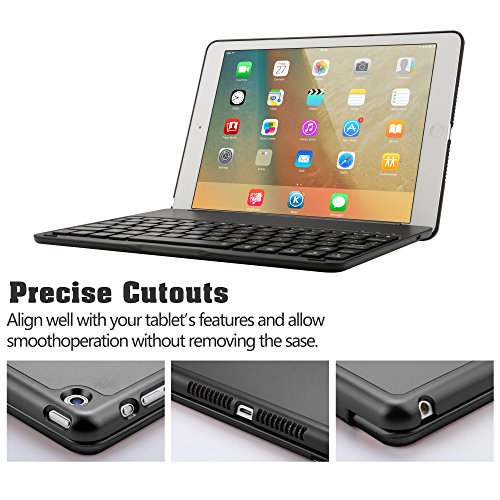 KVAGO iPad Air Tastatur mit Hülle Schutzfolie Aluminiumfinish-harter PlastikShell drahtloser Bluetooth Englisch QWERTY Tastatur-tragender Fall-Folio-Abdeckung für iPad Air Tastatur - 4