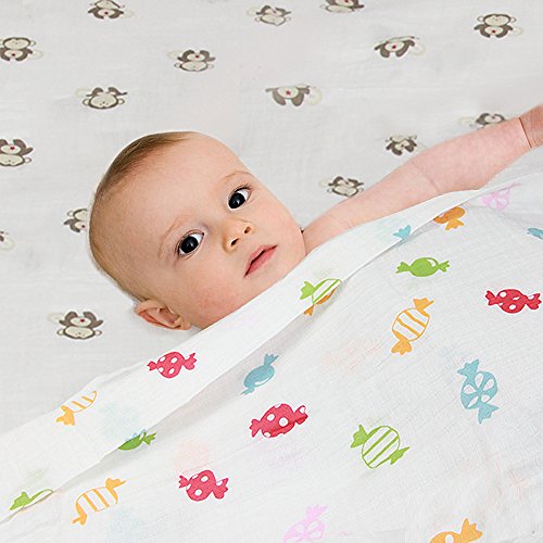 InnooBaby Pucktücher aus Musselin 4er-Pack Weiche und kuschelige Puckdecken für Schreibabys | 120 x 120 cm große Babydecken | 100% Baumwolle | Unisex Musselin und farbenfrohe Drucke - 3