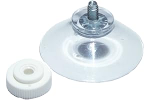 Besocute Packet of (4) 40mm (just over 1 1/2") suction cup with M4 screw (6mm) with separate ridged nut, standard cup, sucker, suckers, plain, clear vinyl PVC suction cup with screw