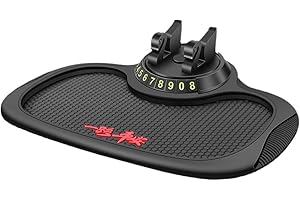 BOWTONG Auto Armaturenbrett Ablage Auto Handy Antirutschmatte Handy Halterung，360° Drehbar, Freier Dreh Mit 0-9 Ziffern, Um Eine Handynummer Zu Bilden Multifunktionales Parkkennzeichen-Black
