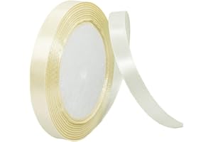 HONGCI Nastro avorio da 10 mm per confezioni regalo, nastro in raso bifacciale da 22 m, nastro in poliestere beige, nastro spesso per artigianato, Natale, mazzi di fiori, decorazioni per torte nuziali