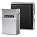 Produktbild Rovtop 2er Zigarettenetui Aluminium Zigarettenetui mit Magnetische Schnalle Zigaretten Schachtel und schwarz Leder Zigarette Box Zwei Modelle