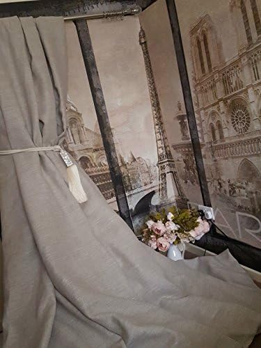 Bespoke Made To Order Opulent Heavy Rustic Stone Grey Natural 100% Pure Irish Linen 113" Long 52" Width Cotton Lined Bay Huge Curtains