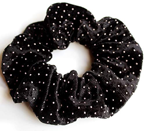 Haargummi aus Samt, polka dot, schwarz, Haar-Accessoire, Haargummi für Frauen, für Mädchen, designer scrunchie