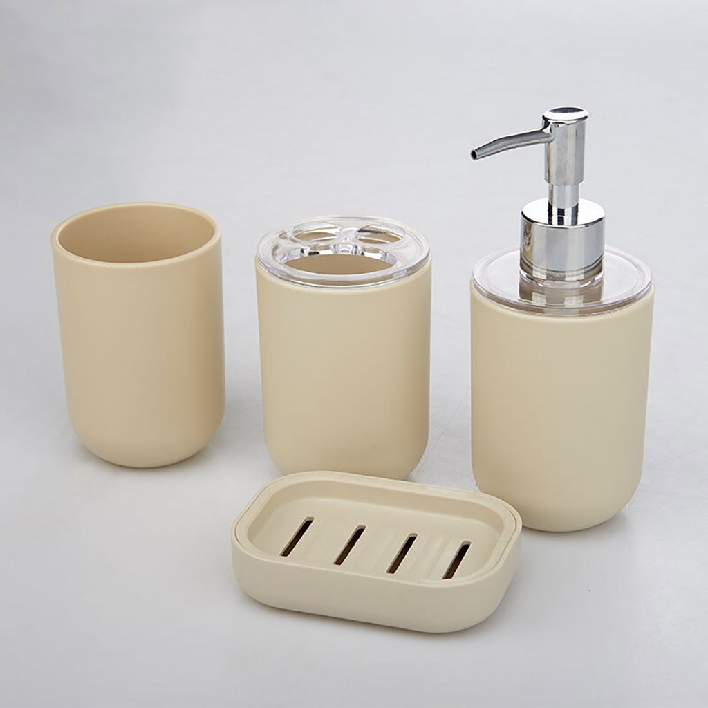 Bathroom-accessories-set-Kits-de-Salle-de-Bains-de-Quatre-pices-de-Salle-de-Bains-Tasses-brosses--Dents-Tasses-Kits-de-Salle-de-Bains-Beige